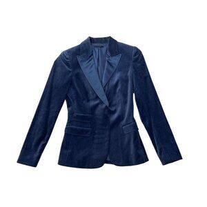 Elie Tahari Womens Velvet Navy Blazer Jacket Size 4